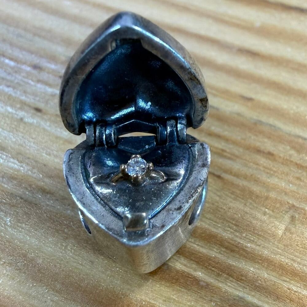 Pandora 791247CZ Engagement Ring Heart Box Charm S925 ALE Retired Sterling